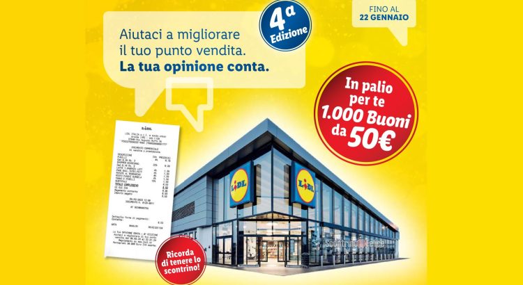 Lidl “La Tua Opinione Conta – 4ª Edizione” 2023 vinci 20 Buoni spesa da 50 Euro ogni settimana!