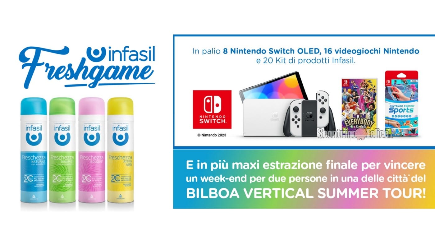 Concorso Infasil Freshgame: vinci Nintendo Switch, videogiochi, kit prodotti e weekend