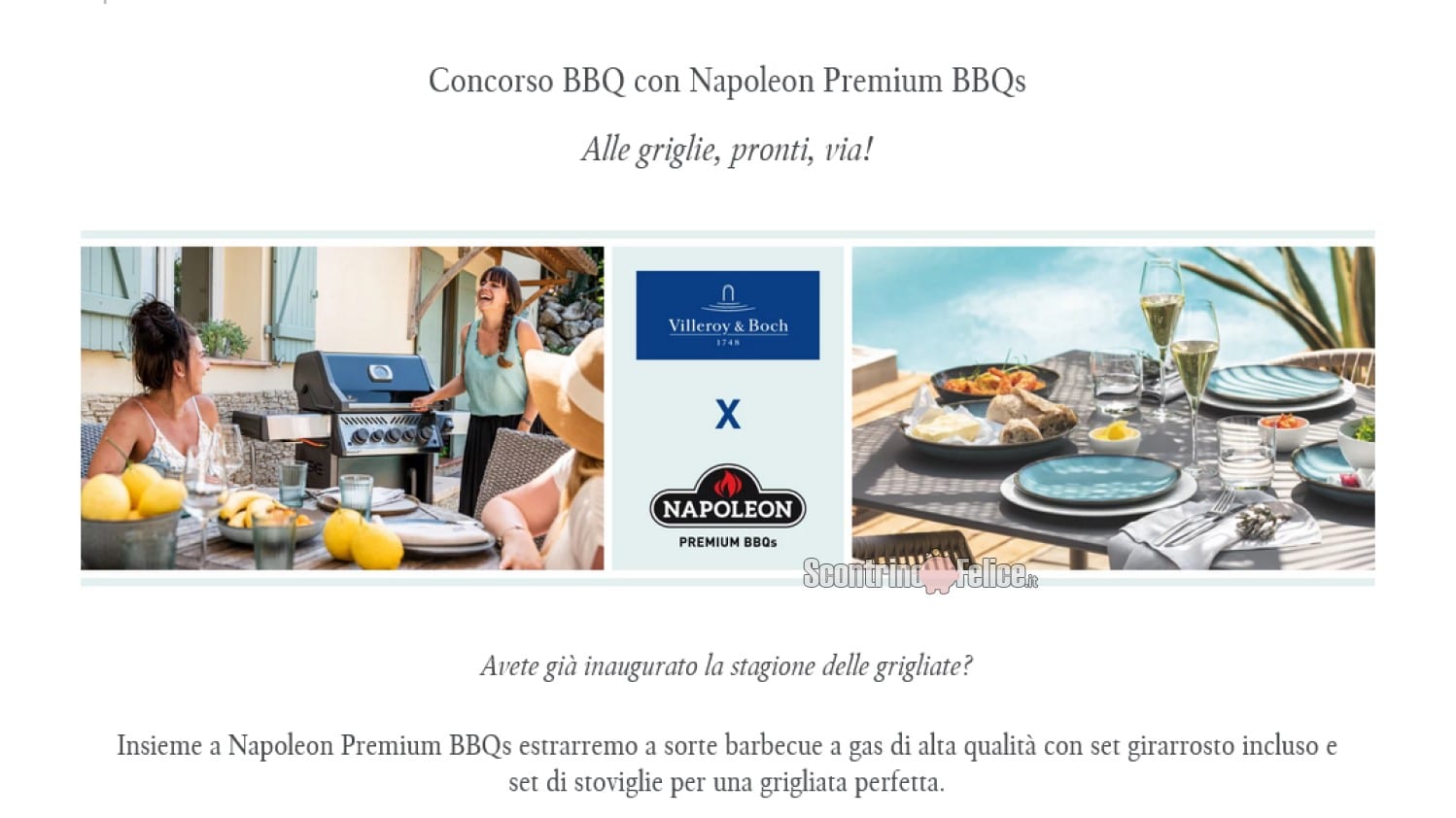 Concorso gratuito Villeroy&Boch: vinci Napoleon Premium BBQs