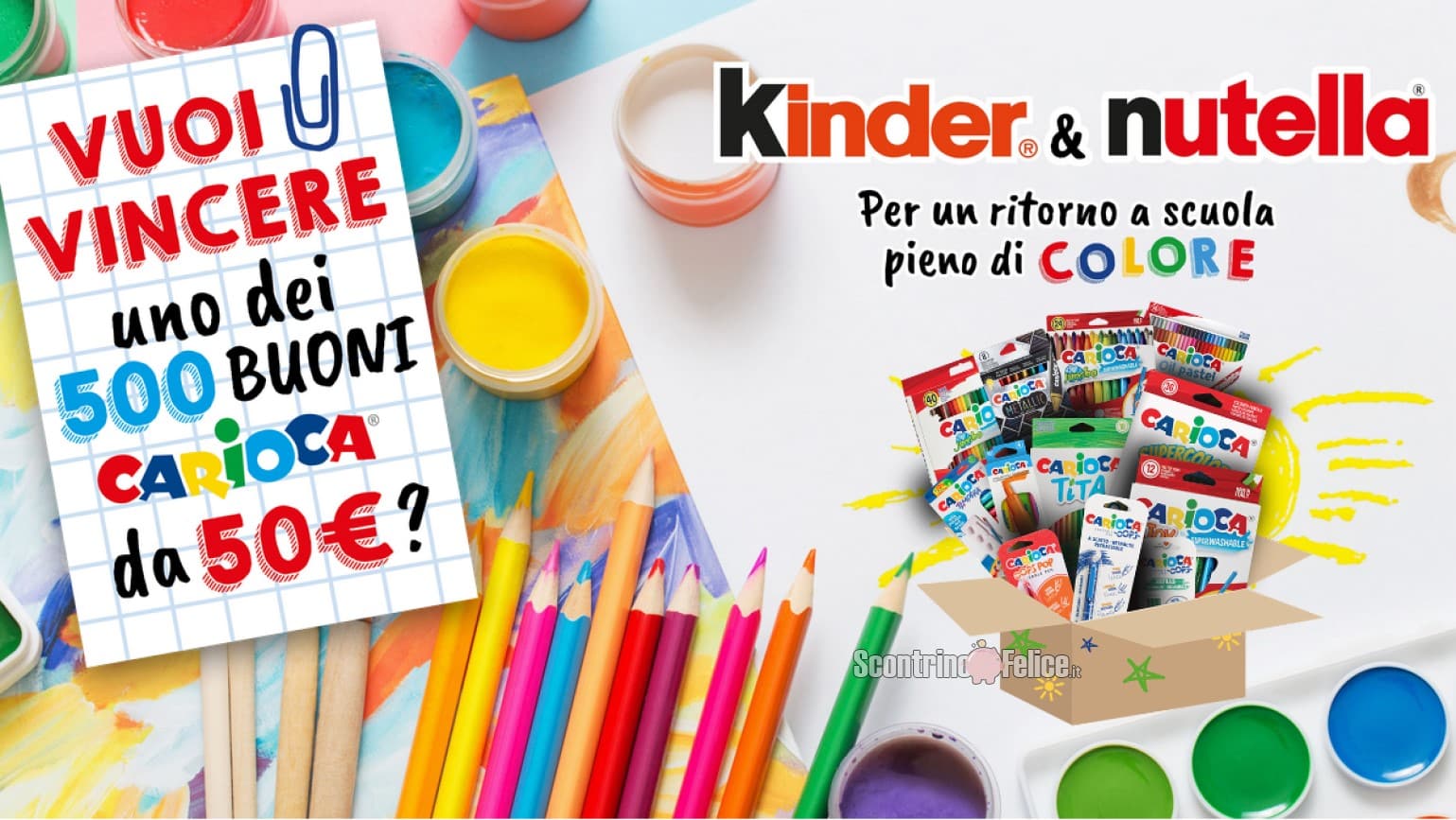 Concorso Kinder e Nutella: vinci 500 buoni Carioca da 50 euro