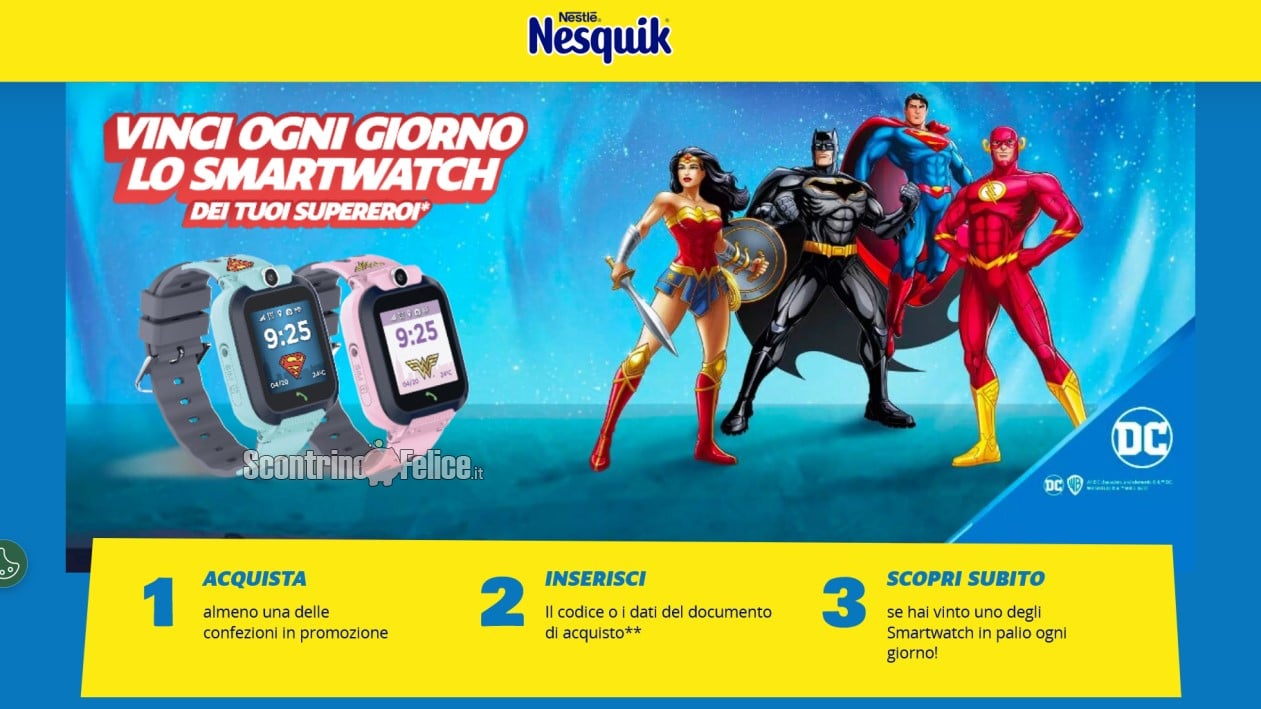 Concorso Nesquik: vinci smartwatch dei supereroi DC Comics e 1 viaggio a Madrid