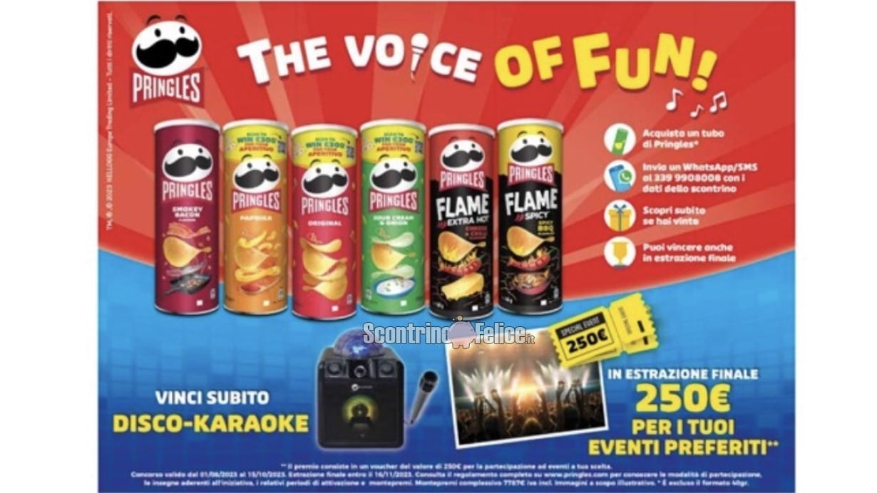 Concorso Pringles “The Voice Of Fun”: vinci disco-karaoke e 250 euro per i tuoi eventi preferiti