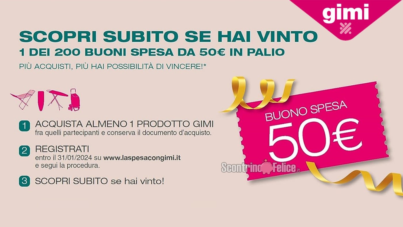 Concorso "Vinci la spesa con Gimi": in palio 200 buoni spesa da 50 euro
