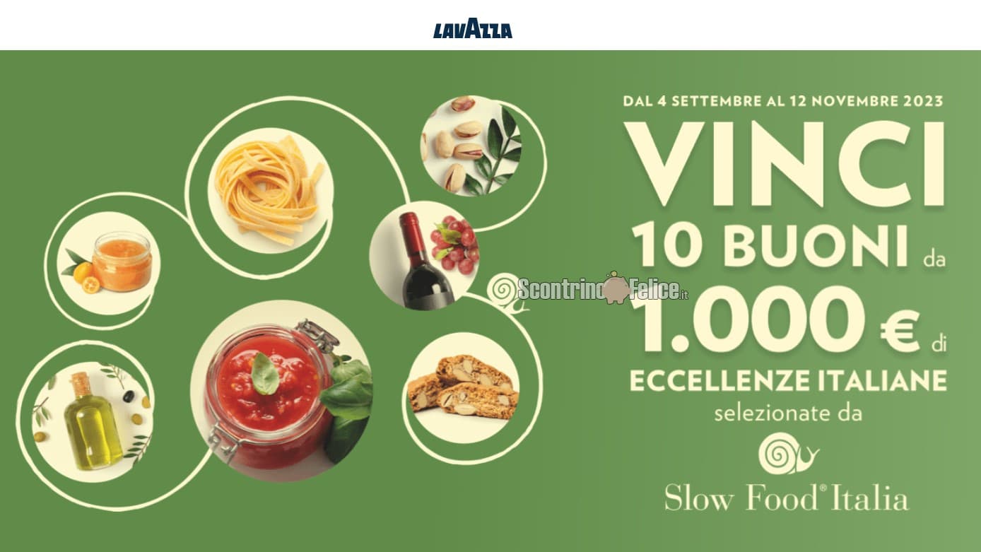 Concorso Lavazza: in palio 10 buoni da 1.000€ di eccellenze italiane selezionate da Slow Food Italia