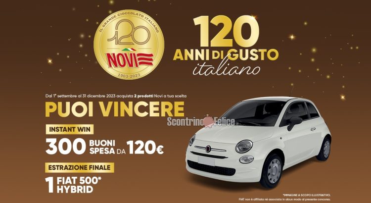 Concorso Novi 120 Anni: vinci buoni spesa e Fiat 500 Hybrid