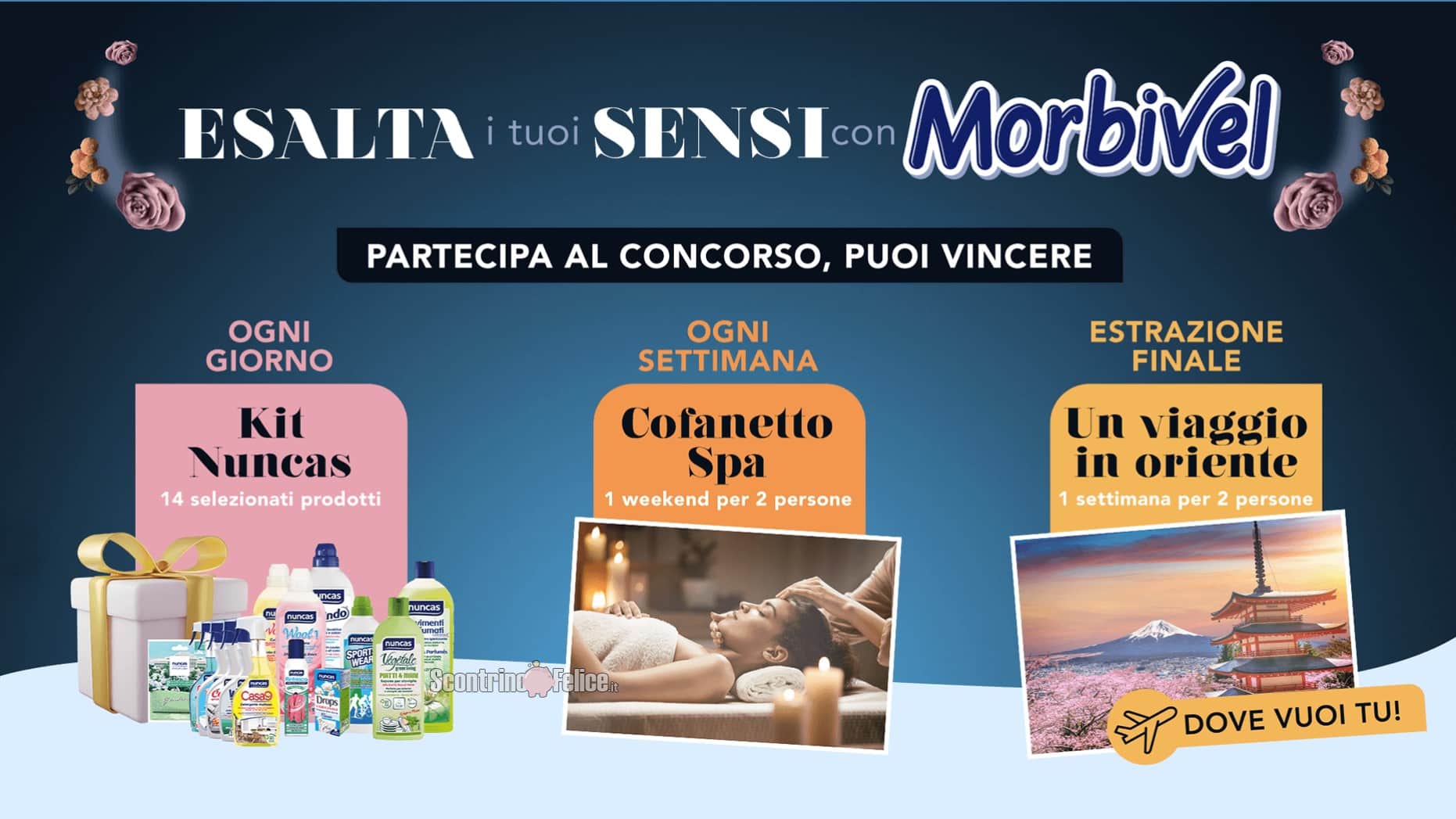 Concorso Nuncas “Esalta i tuoi sensi con Morbivel”: vinci kit prodotti, cofanetti SPA e 1 viaggio in Oriente