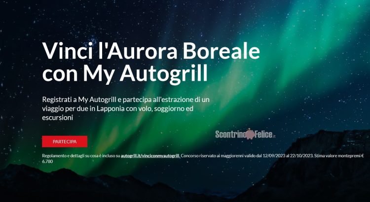 Concorso gratuito Autogrill: vinci l'Aurora Boreale