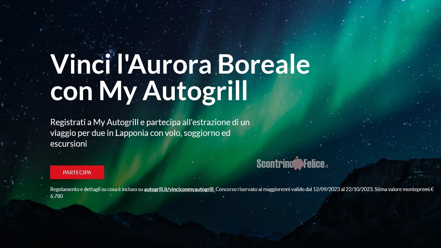 Concorso gratuito Autogrill: vinci l'Aurora Boreale