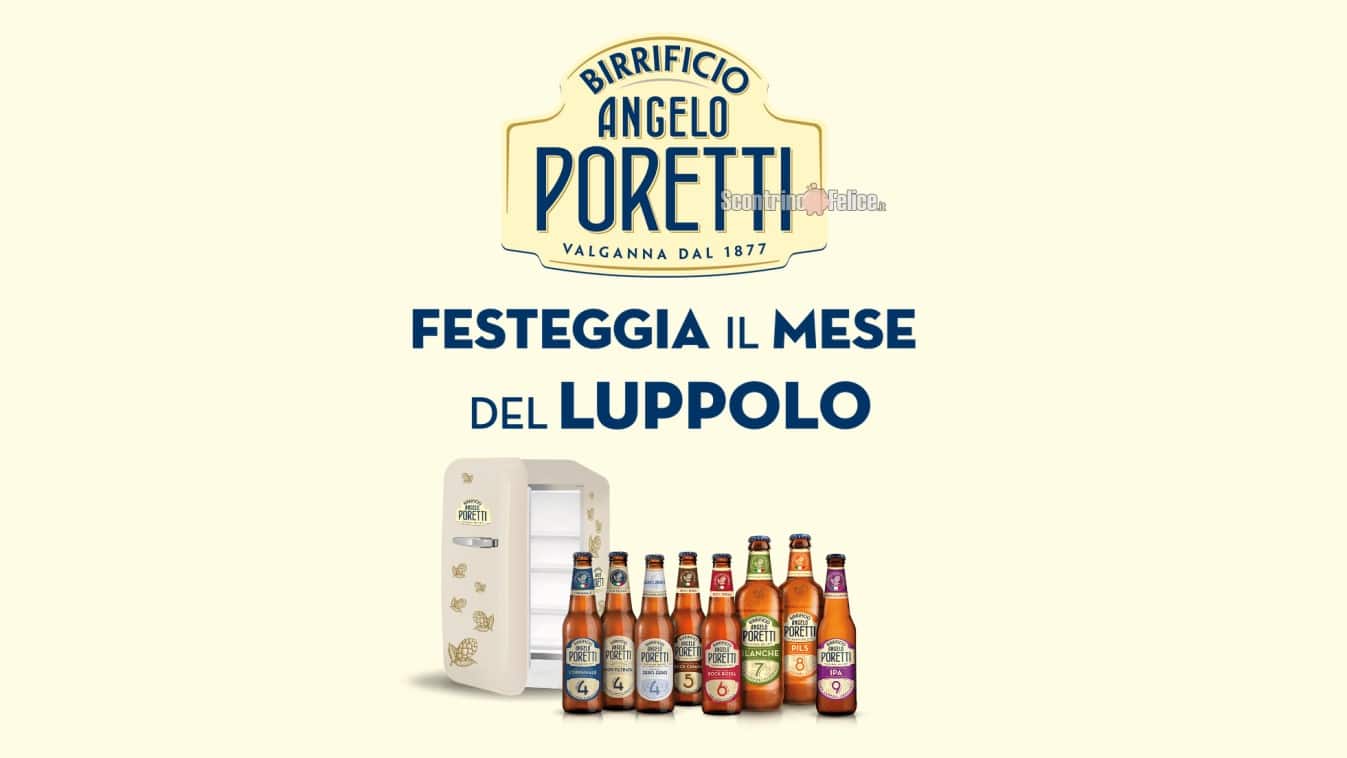 Concorso gratuito Poretti “Mese del Luppolo”: vinci forniture di birra e frigo Smeg brandizzato