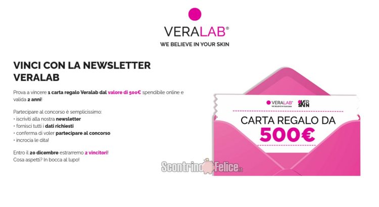 Vinci gratis 2 carte regalo Veralab da 500 euro