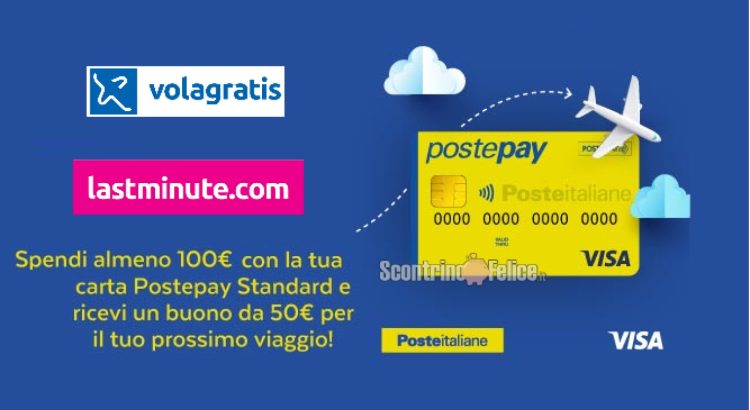 VolaGratis e LastMinute: paga con Postepay e ricevi un buono da 50 euro