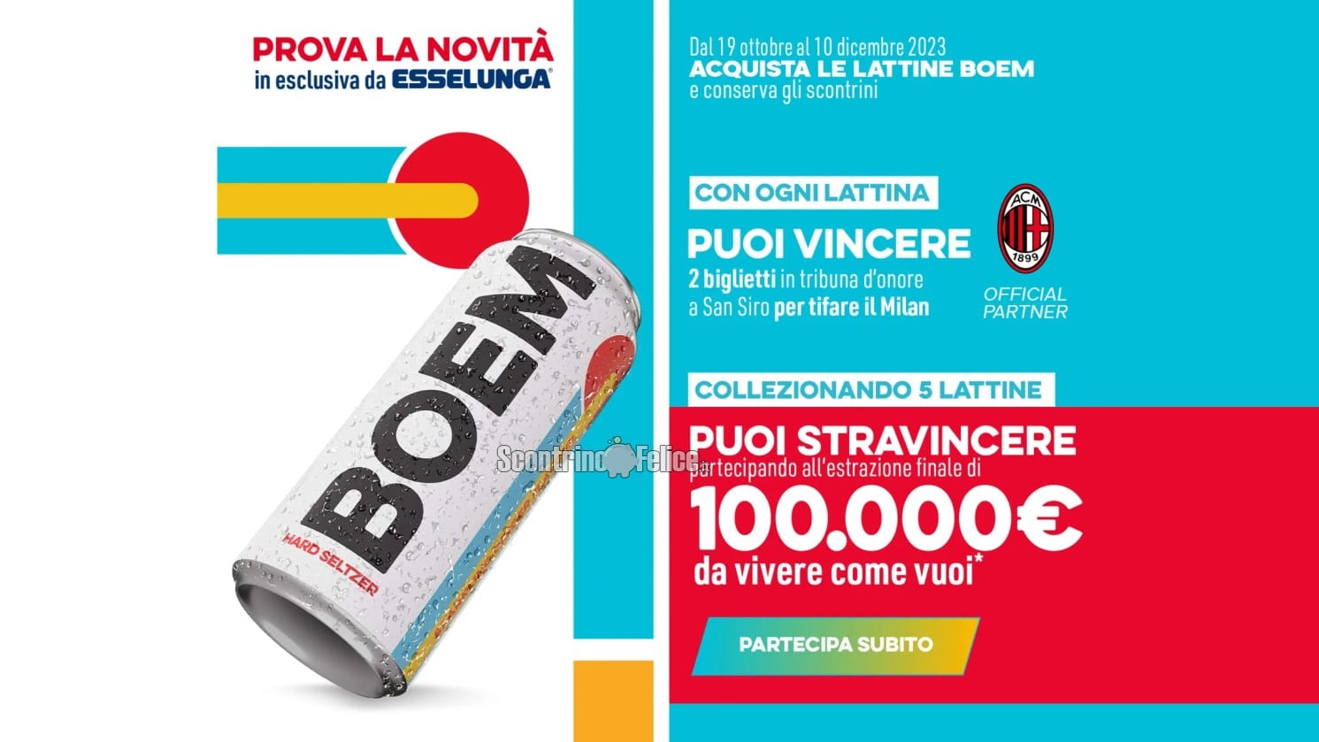 Concorso Boem da Esselunga: vinci la tribuna d'onore Milan e 100.000 euro da spendere come vuoi!