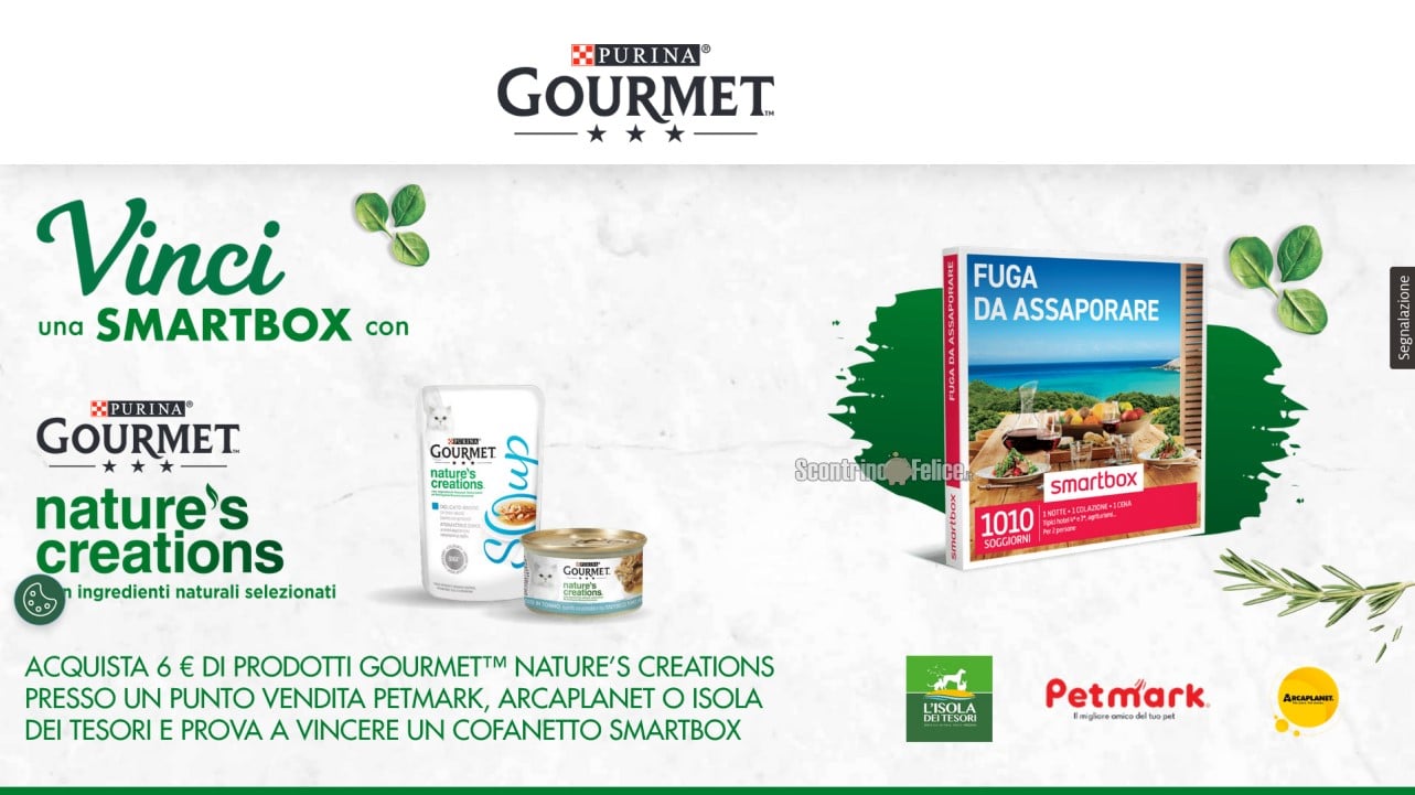 Concorso Purina Gourmet Nature’s Creations: in palio 90 cofanetti Smartbox