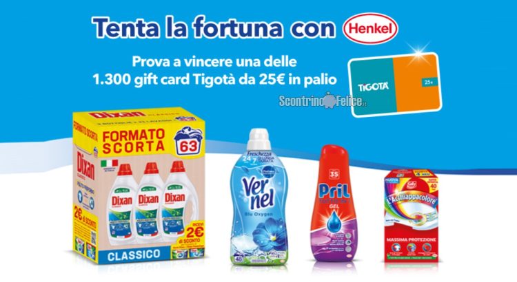 Concorso "Tenta la fortuna con Henkel" Ottobre 2023: vinci 1300 gift card Tigotà da 25 euro