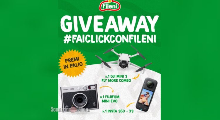 Giveaway Fileni: vinci drone DJI, Action Cam INSTA 360 e fotocamera ibrida FUJIFILM