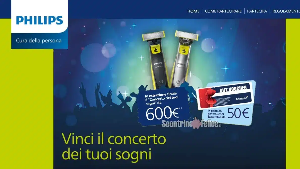 Concorso Philips One Blade vinci il concerto dei tuoi sogni