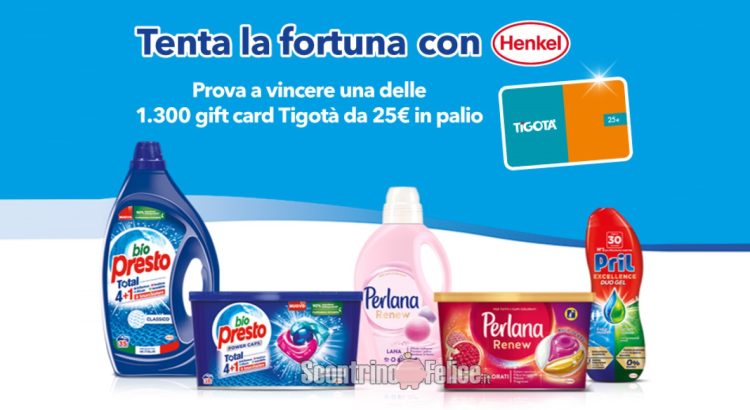 Concorso Tenta la fortuna con Henkel da Tigotà - Novembre 2023: vinci 1300 gift card da 25 euro