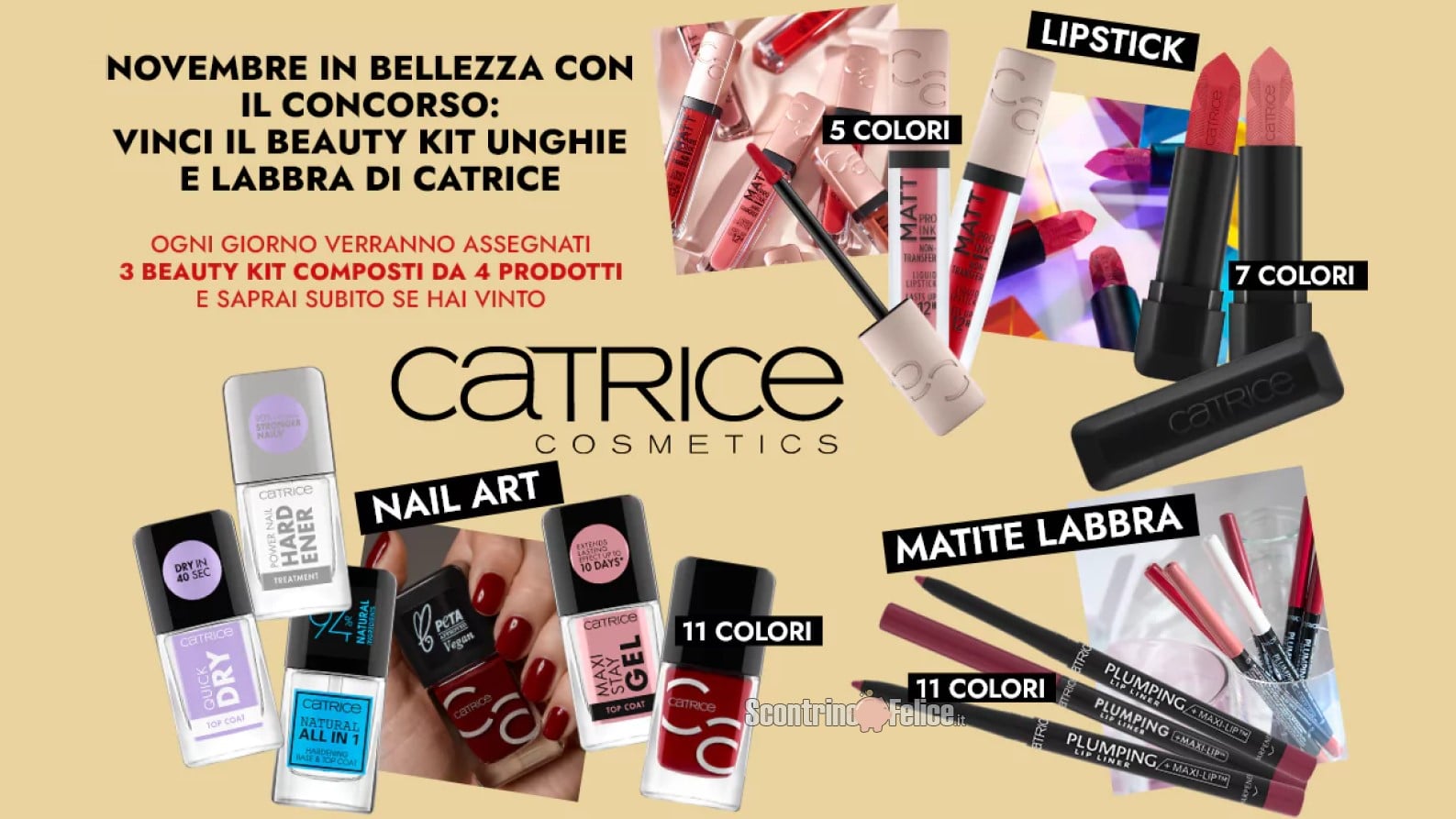 Concorso gratuito Catrice: vinci subito 45 kit Beauty Unghie e Labbra