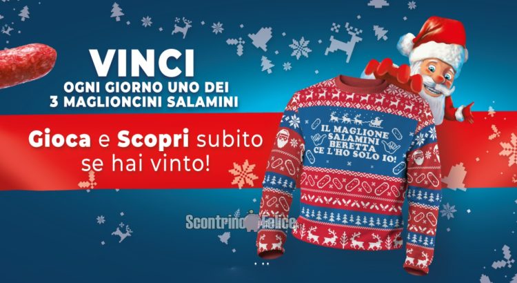 Concorso gratuito Salamini Beretta: vinci ogni giorno 3 maglioncini natalizi