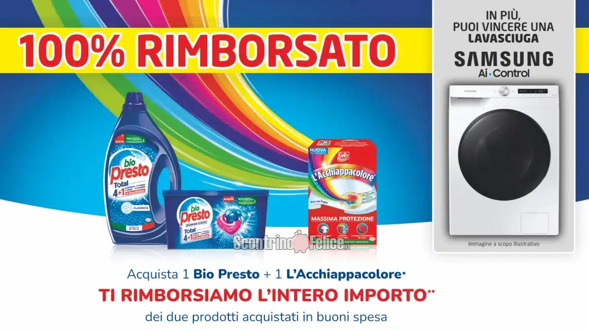 Cashback Bio Presto e L'Acchiappacolore 2024