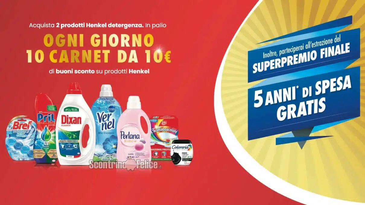 Concorso Henkel: vinci carnet e 5 anni di spesa gratis