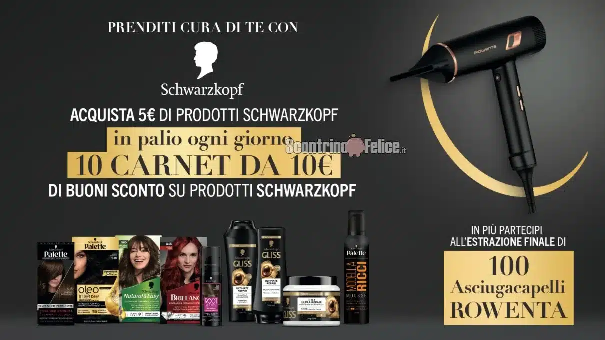 Concorso Schwarzkopf: vinci carnet e asciugacapelli Rowenta