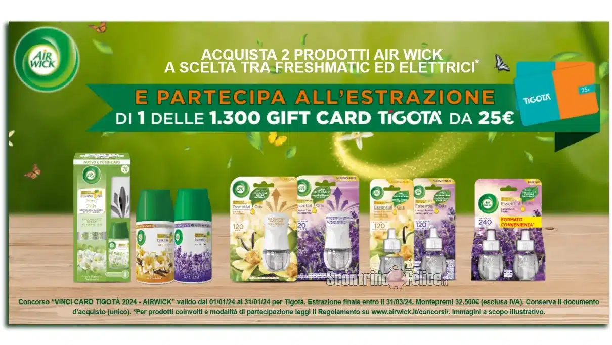 Concorso Air Wick: vinci gift card Tigotà