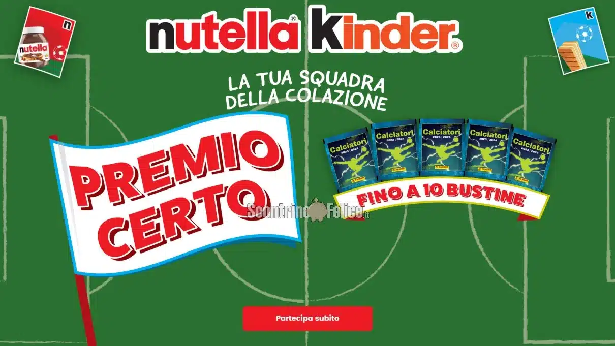 Premio certo Nutella Kinder: ricevi figurine Panini
