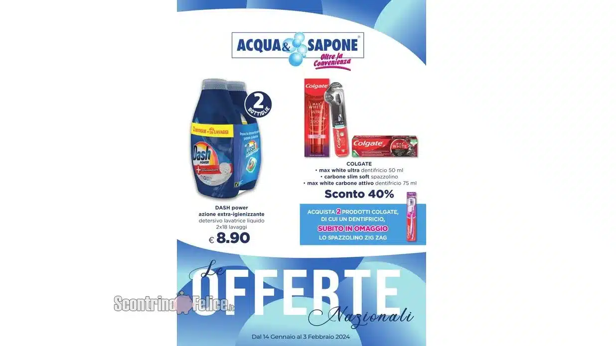 Volantino Acqua e Sapone Nazionale dal 14 gennaio al 3 febbraio 2024