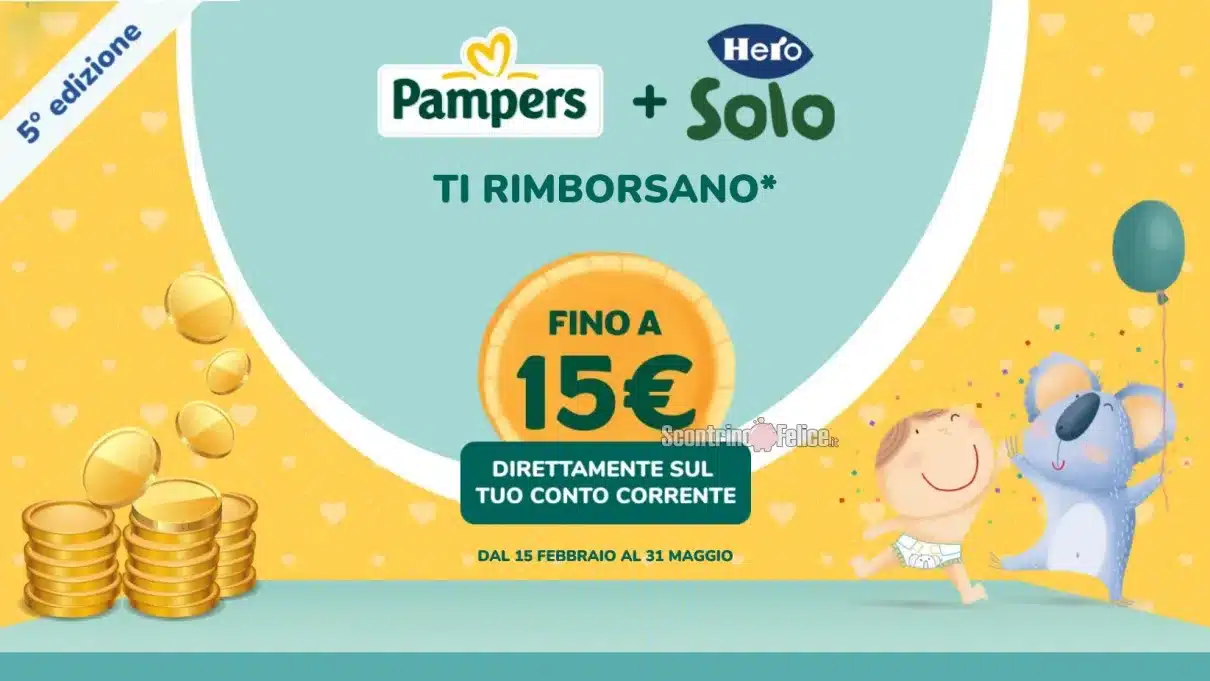 Cashback Pampers: ricevi fino a 15 euro di rimborso