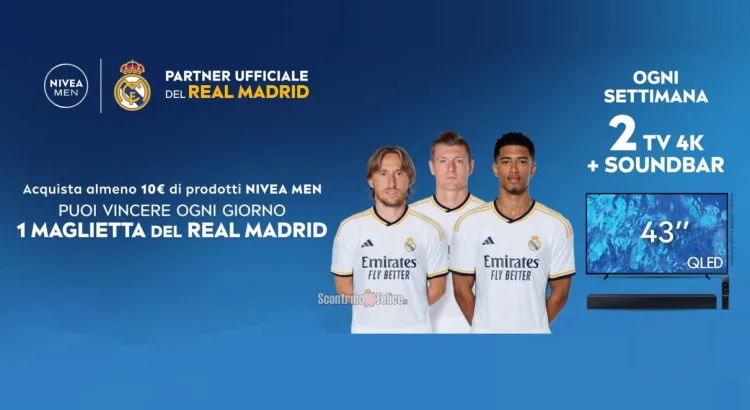 Concorso Nivea Men: vinci magliette del Real Madrid e TV 4K + Soundbar