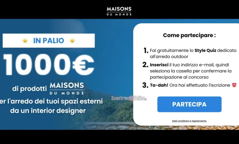 Concorso gratuito Maisons du Monde: vinci carta regalo da 1000 euro