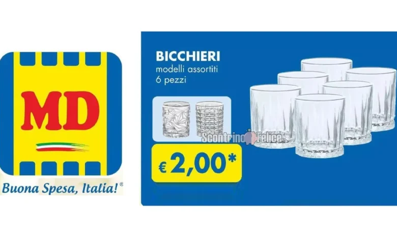 Set da 6 bicchieri in vetro da MD a soli 2 euro