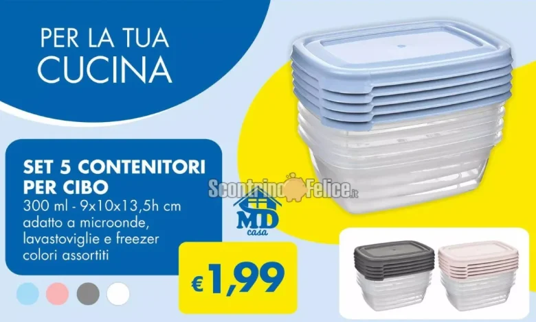 Set di contenitori da MD in offerta a solo 1,99 euro