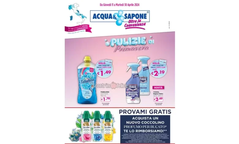 Anteprima nuovo volantino Acqua e Sapone dall'11 al 30 aprile 2024