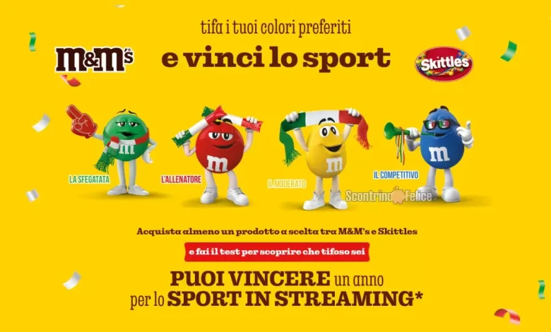 Concorso M&M’s e Skittles: vinci 1 anno di sport in streaming