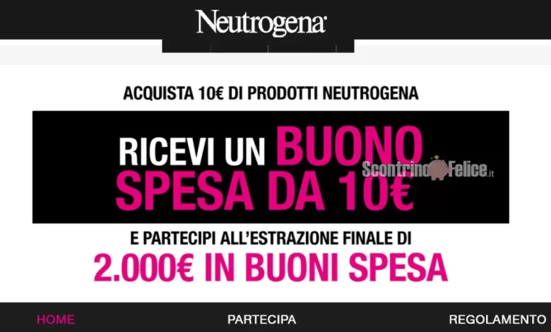 Premio certo Neutrogena: ricevi un buono spesa (e vinci 2.000 euro)