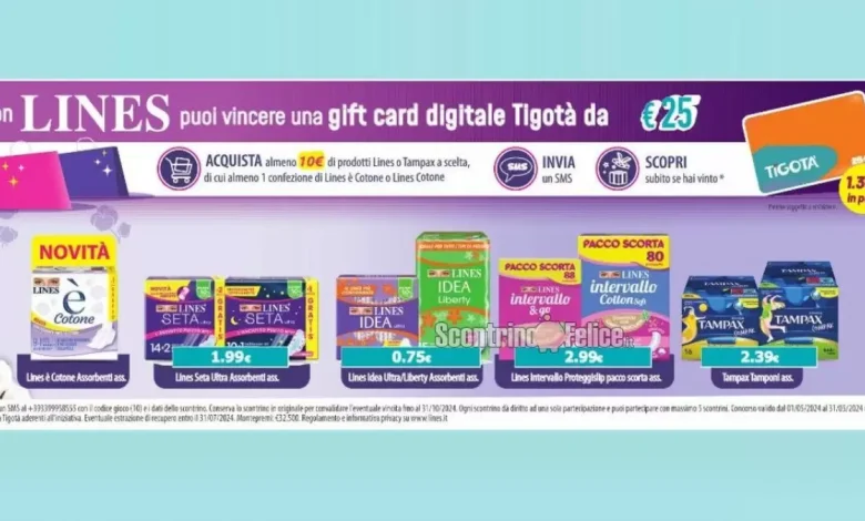 Concorso Lines da Tigotà: in palio 1300 gift card da 25 euro